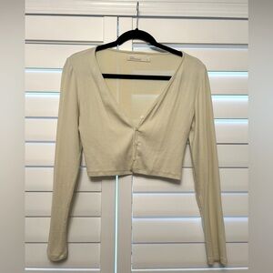 NWOT OAK + FORT Slim Cardigan (S) ; Cream/Light Yellow